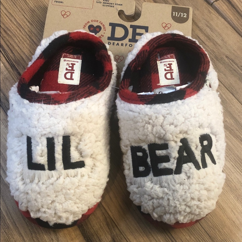 Dearfoams Lil Bear Kids Slippers - Size 11-12